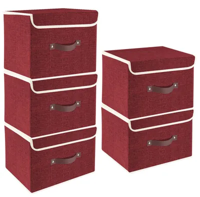 Image de Boîte de rangement pliable avec couvercle, en tissu, lavable, 38 x 25 x 25 cm