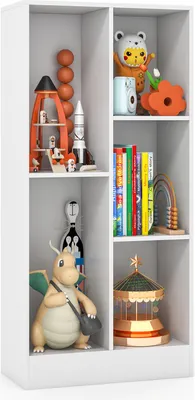 Produktbild von DREAMADE 5-Würfel-Bücherregal, Bücherregal mit offenen Staufächern, freistehende Bücherregale aus Holz, offener Aufbewahrungsschrank Weiß