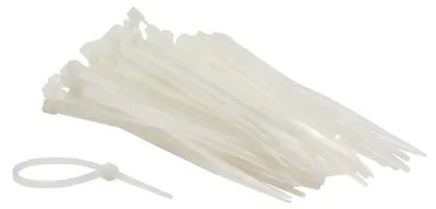 Produktbild von Kabelbinder aus Nylon, weiß - 100 Stück. Kabelbinder, 100 x 2-5 mm - UV-beständig - Selbstverriegelnd - Zugfestigkeit bis zu 8 kg