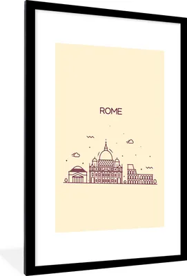Produktbild von MuchoWow® MuchoWow® Gerahmtes Poster Italien - Rom - Skyline 60x90 cm - Poster mit zchwarzem Bilderrahmen - Dekoration - Wandposter Wohnzimmer - Hochwertig