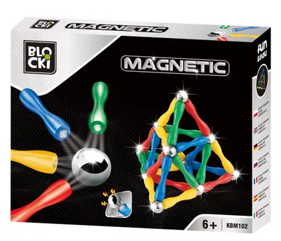 Produktbild von BLOCKI 63 Stück Magnetische Bausteine, Spielzeug, Magnet Lernspielzeug, Magnetblöcke, Stapelspielzeug-Set für Kinder und Erwachsene, Bauspielzeug