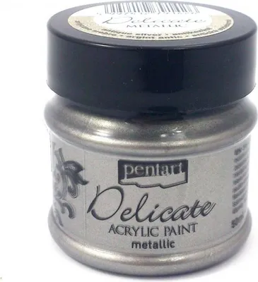 Zdjęcie produktu dla Farba metaliczna Delicate - Pentart - antyczne srebro / antique silver 50ml