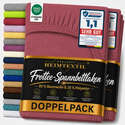 Produktbild von Frottee Spannbettlaken Doppelpack Rundumgummizug 120 x 200 cm Bordeaux
