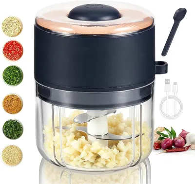 Produktbild von Elektrischer Zerkleinerer 350 ml, Mini Multizerkleinerer mit 6 Edelstahlklingen, Gemüse- & Fleischzerkleinerer für Knoblauch, Zwiebeln & Babynahrung