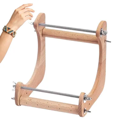 Produktbild von Omgoods – Verstellbarer Perlenwebrahmen – Holzrahmen zum Herstellen von Schmuck