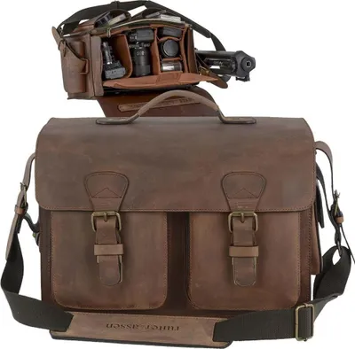 Produktbild von Ruitertassen Fototasche Leder XL Kameratasche ranger braun Umhängetasche Classic aus starkem robustem Sattelleder 733105
