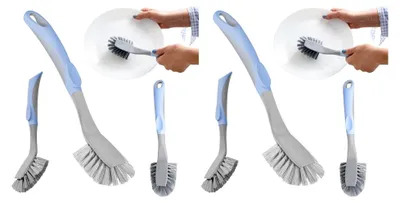 Produktbild von Geschirrbürste - Küchenbürste für Geschirr, Töpfe und Pfannen - Antibakterielle Borsten - Rutschfester Griff (2er-Pack)