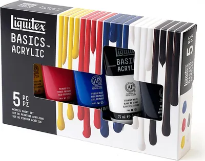 Zdjęcie produktu dla Zestaw farb akrylowych Liquitex Basics, 5 kolorów – 75 ml
