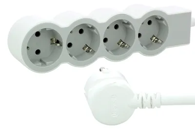 Image de Legrand multiprise plat 4x prise, 3 mètres de câble blanc-gris 694561