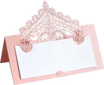 Image de 50 Counts Laser Cut Cartes de Table, 9cm Cartes de Table Pour Mariage Greenery Seating Cartes de Table Tente Blanche, Cartes de Nom Pliables(rose)