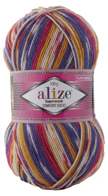 Produktbild von 100g Sockenwolle Superwash Comfort 4-fädig Schurwolle Sockengarn Farbauswahl