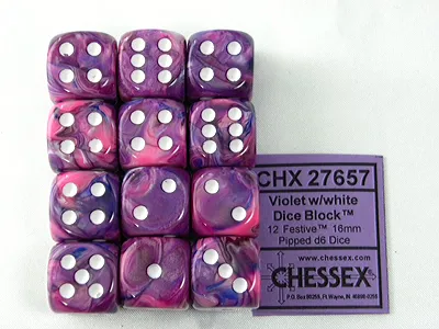 Image de Chessex - Jeu de cubes Violet White (12pcs)
