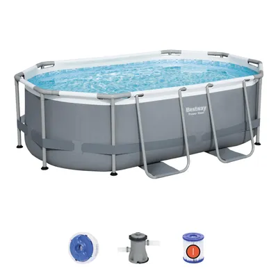 Produktbild von Nadzemný bazén Power Steel Oval šedý, kartušová filtrácia, 3,05m x 2,00m x 84cm