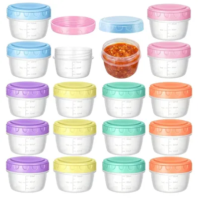 18 bunte Kunststoff-Soßenbecher 80 ml mikrowellengeeignet