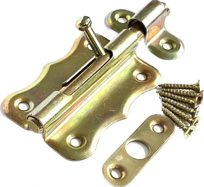Produktbild von BKshop | Türriegel - 70x50 mm - Gelb Verzinkt - Für Türen und Schränke - Torriegel - WO 70 - Rundbolzen