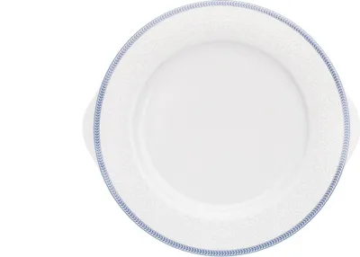 Produktbild von Thun 1794 Kuchenteller, tschechisches Porzellan, weiße Spitze, blauer Rand, 27 cm, Thun