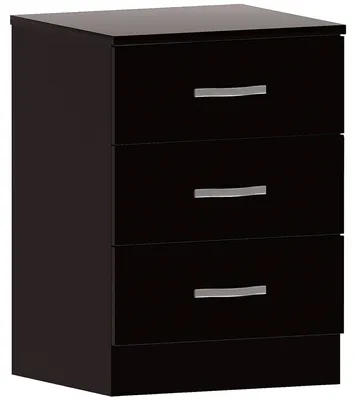 Ladekast 3 Schubladen Schwarz Metallgriffe 40x36x56 cm