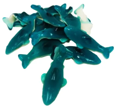 Immagine prodotto di Gomme alla frutta XL Squali Blu al gusto di pesca morbide e lisce 175g