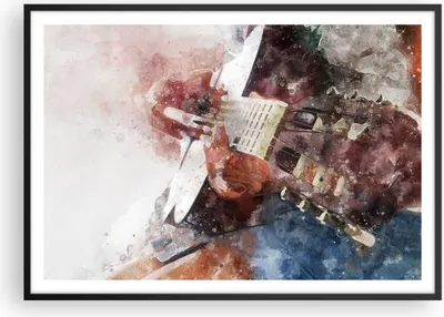 Produktbild von Gerahmtes Poster - Schwarzer Rahmen - Gitarre Musik - 100x70 cm - Wand Bild - Wanddeko - Wandbilder - Kunstposter - Wandposter - Bilderrahmen - Bilder - Kunstdruck - Wandbild - P2BAA100x70-4000