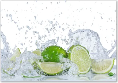 Produktbild von Tulup® Glas-Bild - 100 x 70 - Wandbild aus Glas - Wandkunst - Wandbild hinter gehärtetem Sicherheitsglas - Essen & Getränke - Limetten Wasser - Grün