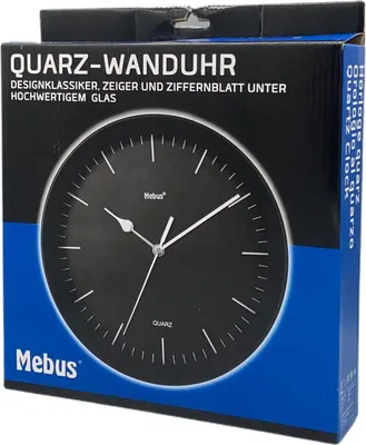 Produktbild von Mebus Quarz Wanduhr Uhr hochwertiges Glas Batterien NEU