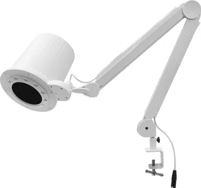 Produktbild von Nagelstaubabsauger - Tischklemme mit Lampe - Lüfter 41 W, 0-4300 U/min, 10 Stufen - Lampe 14 W, 4000 lm, 3000-6000 K - Kabel 3 m - EU-Stecker - Weiß