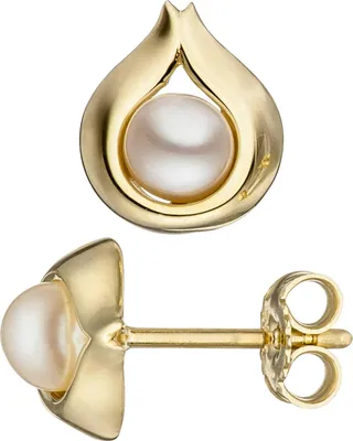 Produktbild von JOBO Ohrstecker Tropfen 333 Gold Gelbgold 2 Süßwasser Perlen Ohrringe
