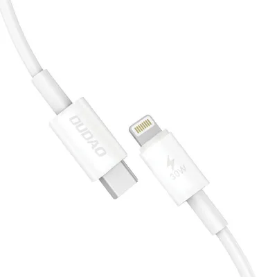 Produktbild von Dudao Schnellladekabel USB C - iPhone-Anschluss 30W Power Delivery Kabel 1m  - Wei