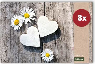 Produktbild von Abwaschbare Tischsets 8er Set Landhaus-Stil Blumen & Holz-Optik