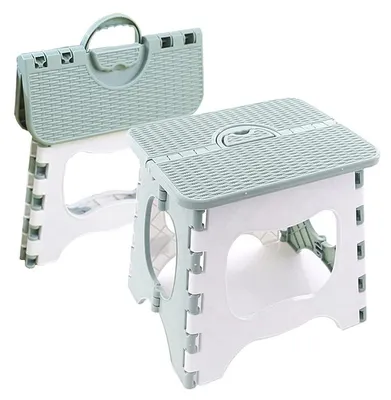 Produktbild von Klapphocker Tritthocker Falthocker Kunststoff 30cm belastbar bis 100kg rutschfest für Camping Haushalt Angeln Grün