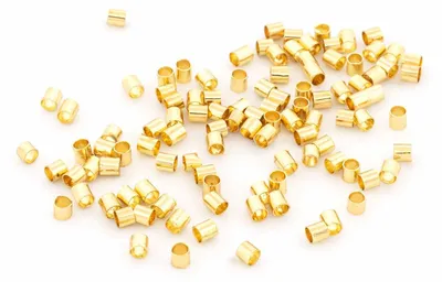Produktbild von Vintageparts Quetschperlen Messing Goldfarben 2 x 2 mm 100 Stück