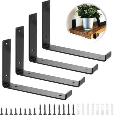 Productafbeelding van Famanu wandhouder, L-vormig, 4 stuks - zwart
