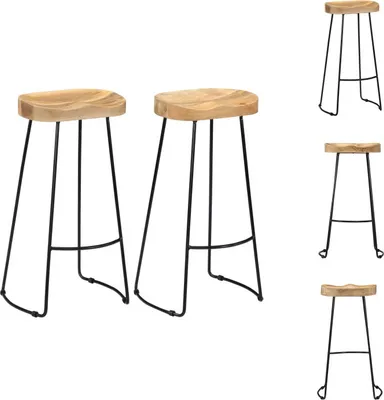 Produktbild von vidaXL Gavin Barhocker 2 Stk. Massivholz Mango -  Barhocker