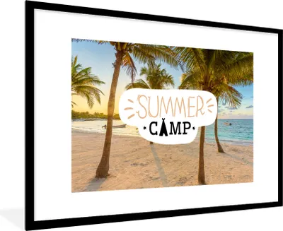 Produktbild von MuchoWow® Gerahmtes Poster Sommer - Strand - Palme - Zitate 90x60 cm - Poster mit Schwarzem Bilderrahmen Wandposter Rahmen Foto Bilder - Wanddekoration - Fotos