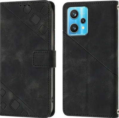 Produktbild von Hülle für OPPO Realme 9 Pro 5G/OnePlus Nord CE 2 Lite 5G Prägung Flip Leder Brieftasche Schutzhülle mit Ständer Schwarz