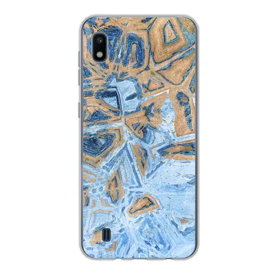Produktbild von MuchoWow® Handyhülle Schutzhülle Hülle für Samsung Galaxy A10 Marmor - Farbe - Gold - Blau Silikon Softcase Handy Hülle - Schutzhülle