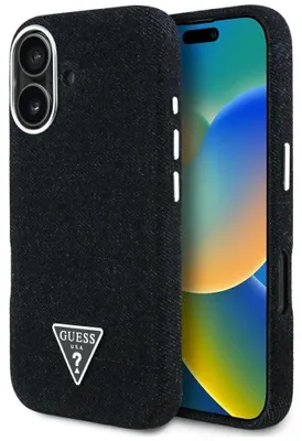 Obrázek produktu pro Guess Denim Triangle Logo MagSafe Apple iPhone 16 černý