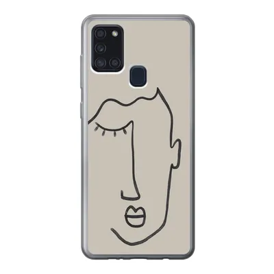 Produktbild von MuchoWow® Handyhülle Schutzhülle Hülle für Samsung Galaxy A21s Auge - Abstrakt - Strichzeichnung Silikon Softcase Handy Hülle - Hartschale