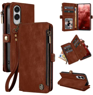 Produktbild von Handy Hülle für Samsung Galaxy S25 Edge Geldbeutel Geldbörse RFID Schutz Klapphülle Cover Schutzhülle Wallet Farbe: Dunkelbraun