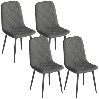 Image de SUGIFT : Fauteuils rembourrés, chaises de cuisine avec dossier, pieds en métal avec revêtement par poudre, couleur grise