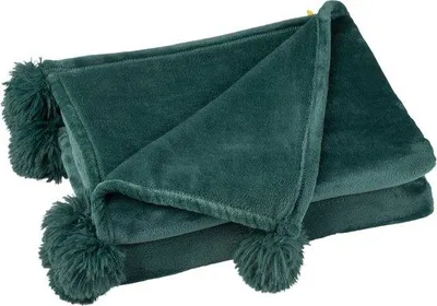 Imagen del producto de Unyqoos® J-Line: Manta de poliéster suave y acogedora, color verde oscuro, 170 x 130 cm, ideal para sofá, cama y salón