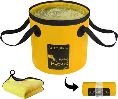 Produktbild von Faltbarer Eimer Wasserbehälter für Camping und Angeln - 20 Liter, Gelb