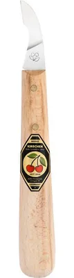 Produktbild von KIRSCHEN Kerbschnitzmesser mit Leder-Schneidenschutz kurze schräge Schneide 3351100