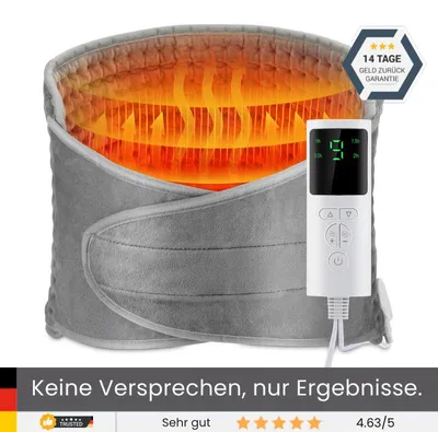 Produktbild von ThermoCore 2-in-1 Heizgürtel – elektrisches Heizkissen für Rücken & Bauch, 9 Wärmestufen, Timer, Mikroplüsch