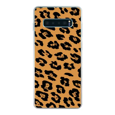 Produktbild von MuchoWow® Handyhülle Schutzhülle Hülle für Samsung Galaxy S10 Plus Pantherdruck - Orange - Schwarz Silikon Softcase Handy Hülle - Schutzhülle