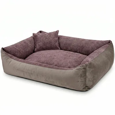 Obrázek produktu pro 4L Textil TEO Útulný pelíšek pro psa s okrajem, snímatelný pratelný potah, pro velké psy, 120x100 cm, hnědý