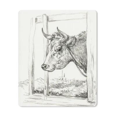 Produktbild von MuchoWow® Mauspad Mousepad Kopf einer Kuh in einem Stall - Gemälde von Jean Bernard 30x40 cm - Mousepads - Maus Mat - Pad - Mausunterlage - Mausmatten