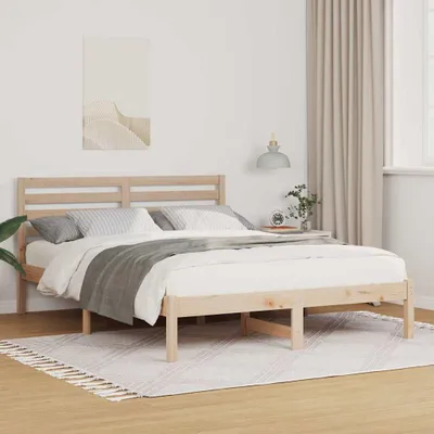 Obrázok produktu pre Maison Exclusive – posteľový rám s čelom, hnedý, 140 x 190 cm, masívne borovicové drevo