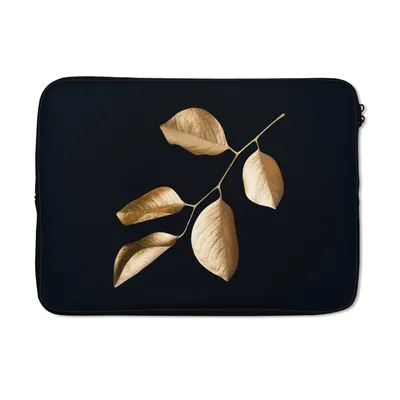Produktbild von MuchoWow® Laptop Hülle 13 Zoll Blätter - Zweig - Gold - Luxus Laptoptasche - Laptophülle - Sleeve - Rundumschutz