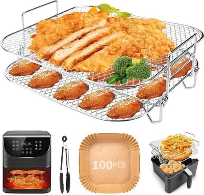 Produktbild von Geschirrrohr für Airfryer und Backofen - 2-Lagen-Vierkant Grillrohr